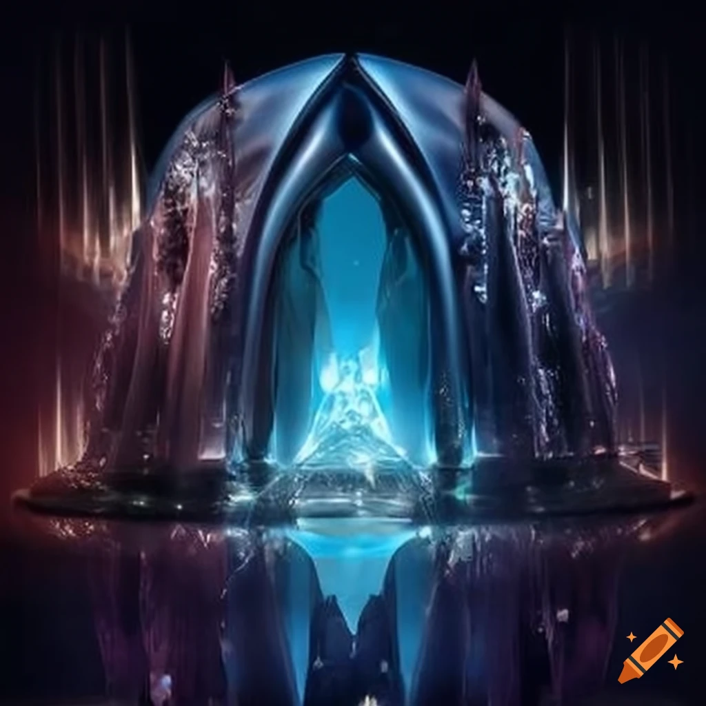 Crystal city in the shape of a crown on Craiyon