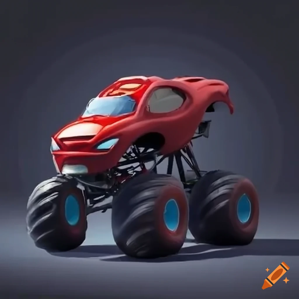 Download A Cartoon Image Of A Monster Truck Flying Through The Air