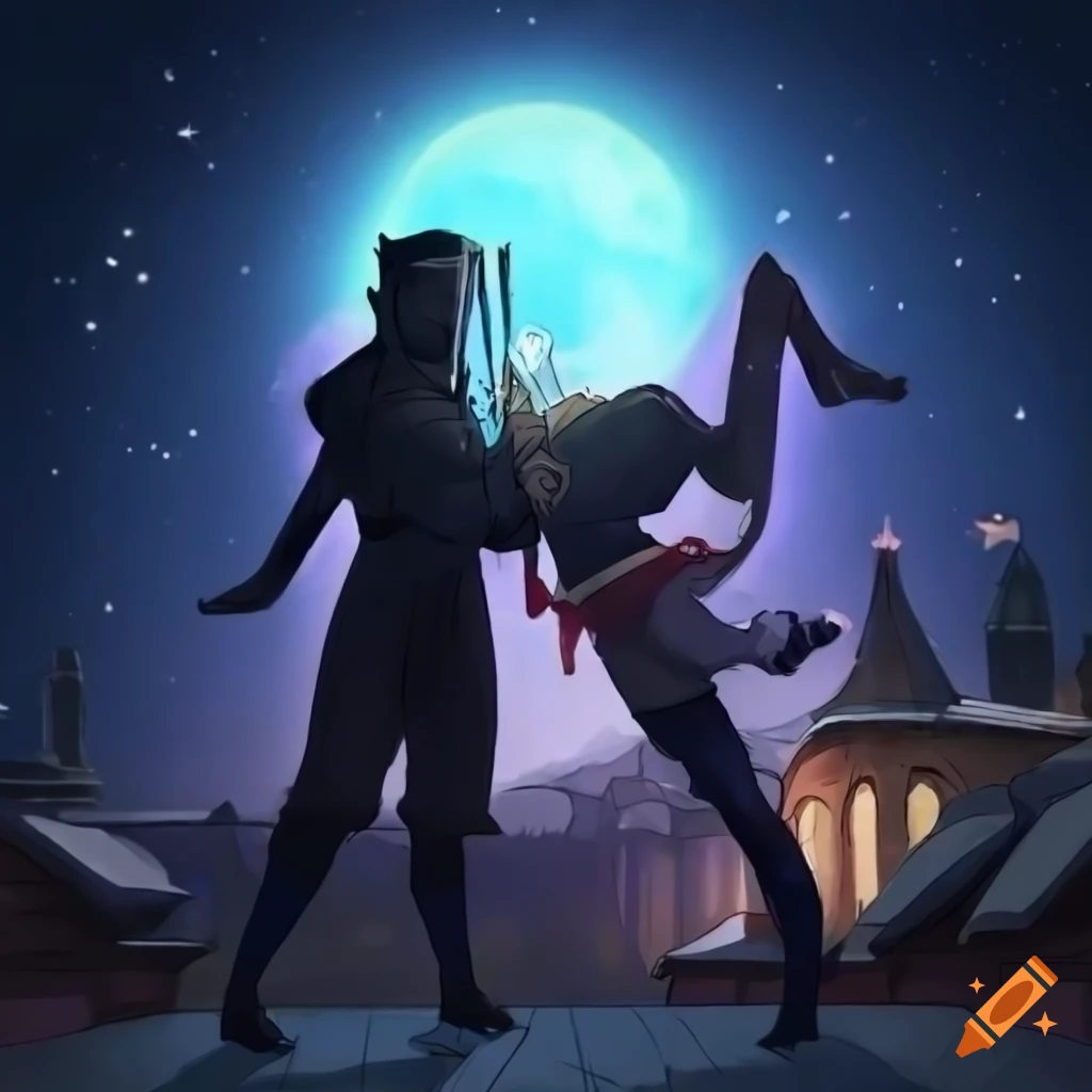 cool ninja waifus posing on rooftops