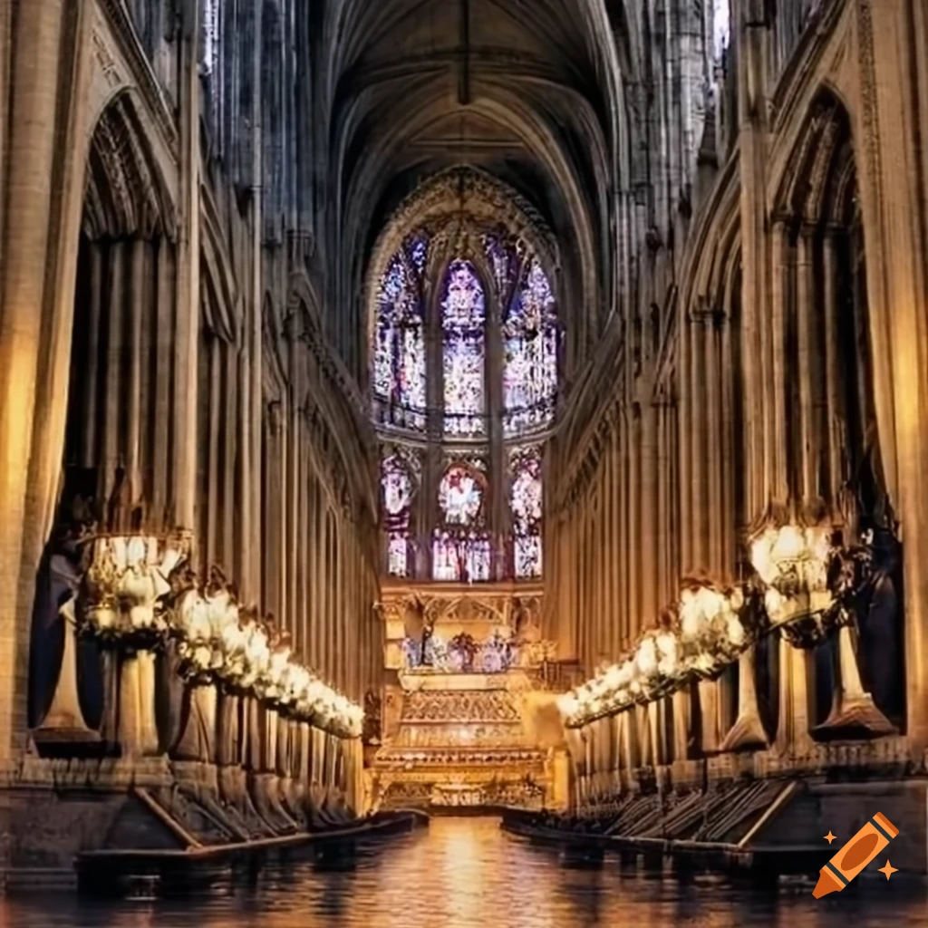 Realistic Interior View Of Renovated Notre Dame De Paris