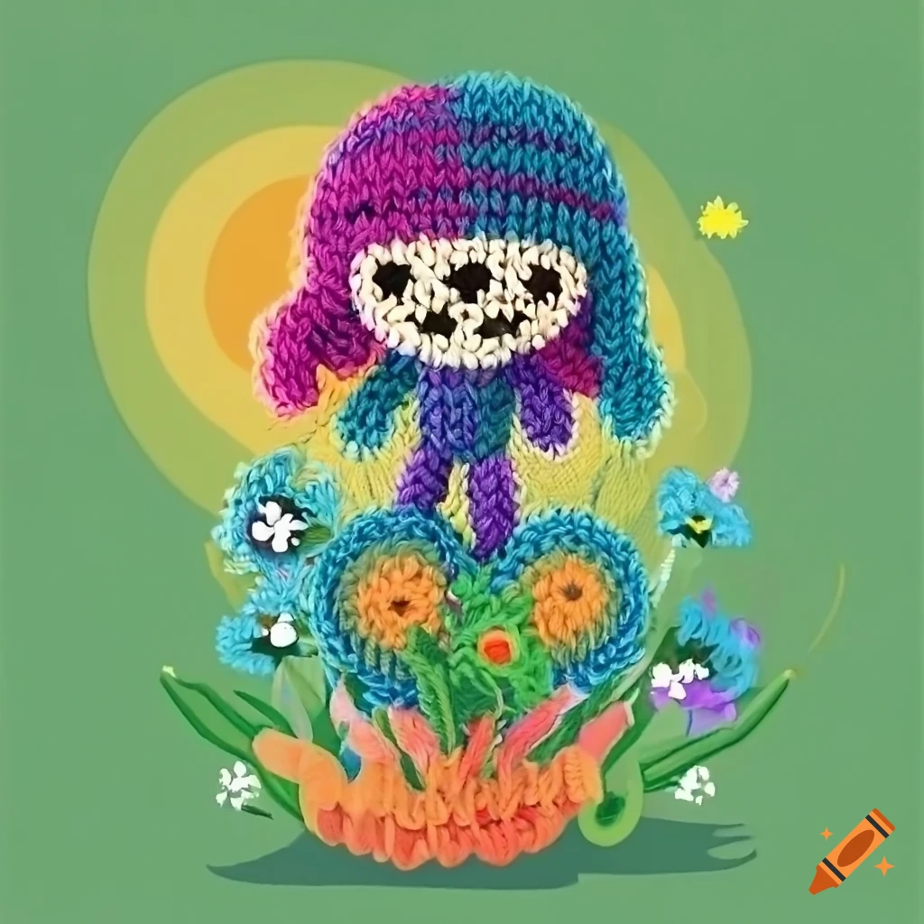 adorable Halloween Ghost Rider amigurumi in meadow
