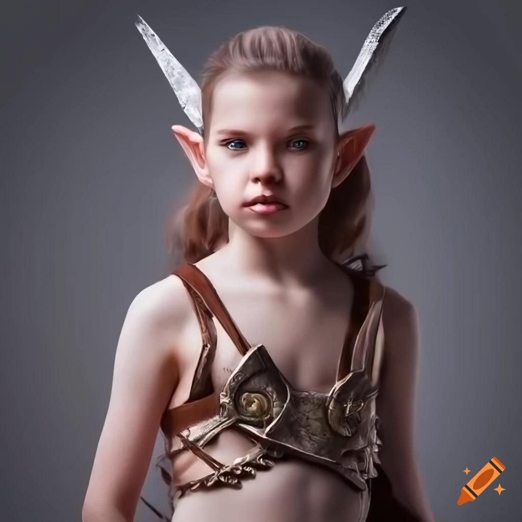 young elf girl in gladiator attire