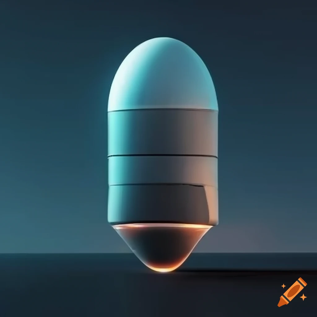 Futuristic spaceship with elliptical nose cone