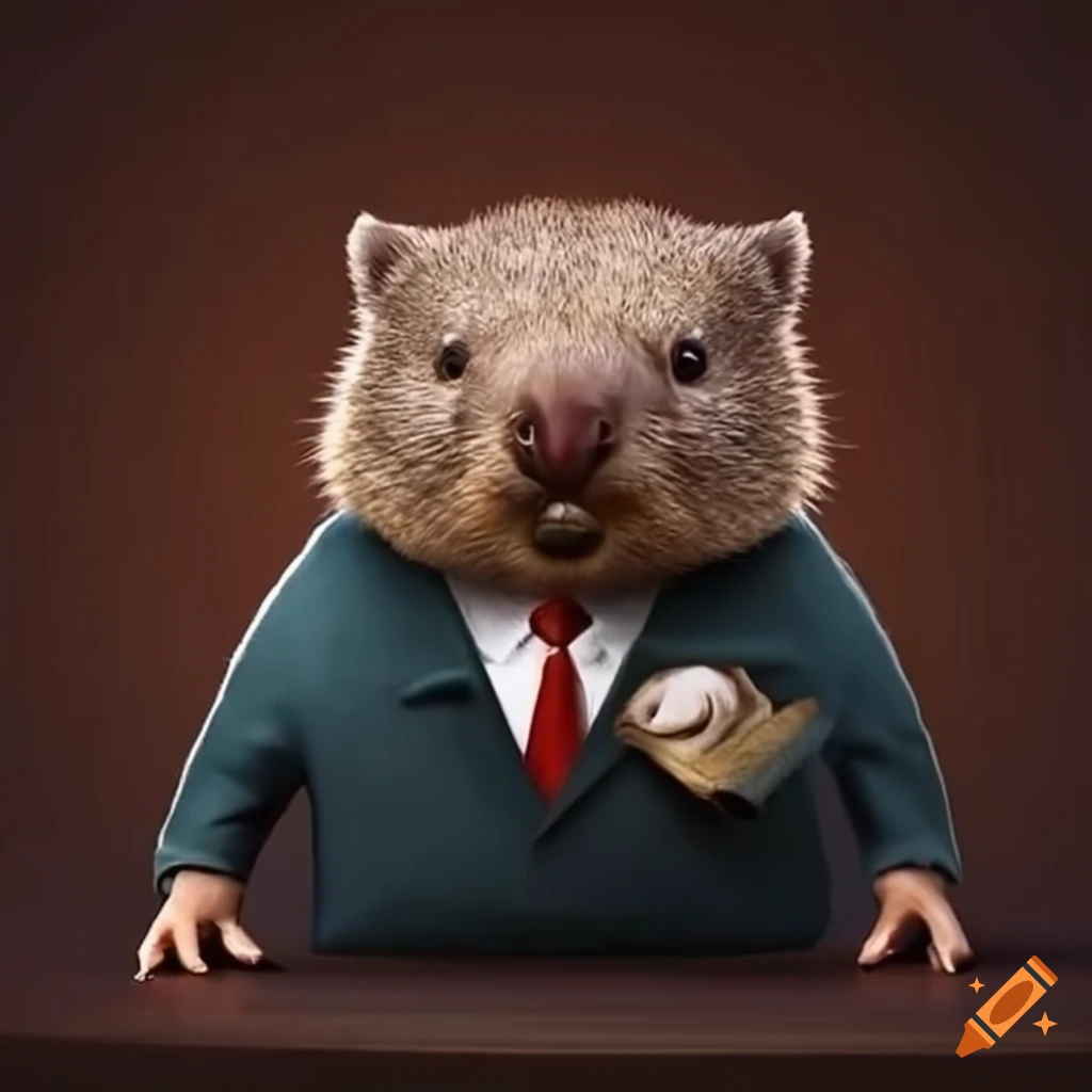 wombat in a lawyer's attire