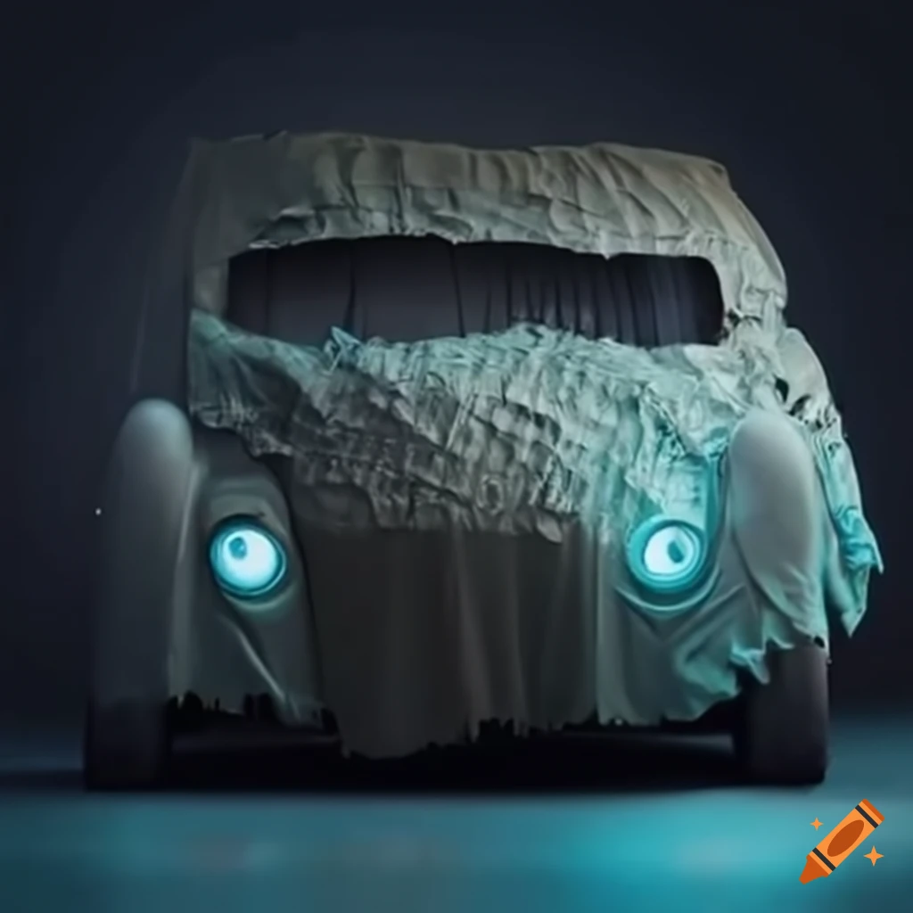 Mysterious ghost car covered with a sheet