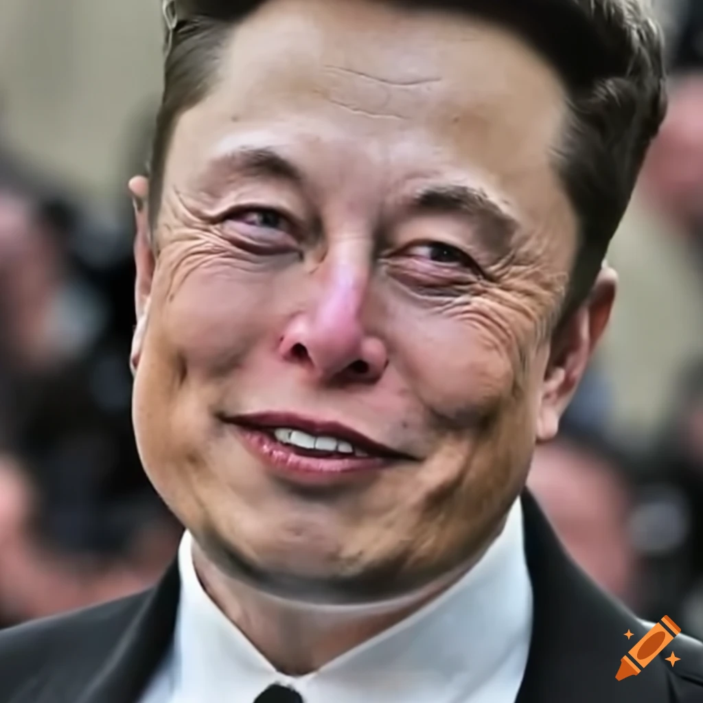Satirical portrayal of elon musk as an elongated figure on Craiyon
