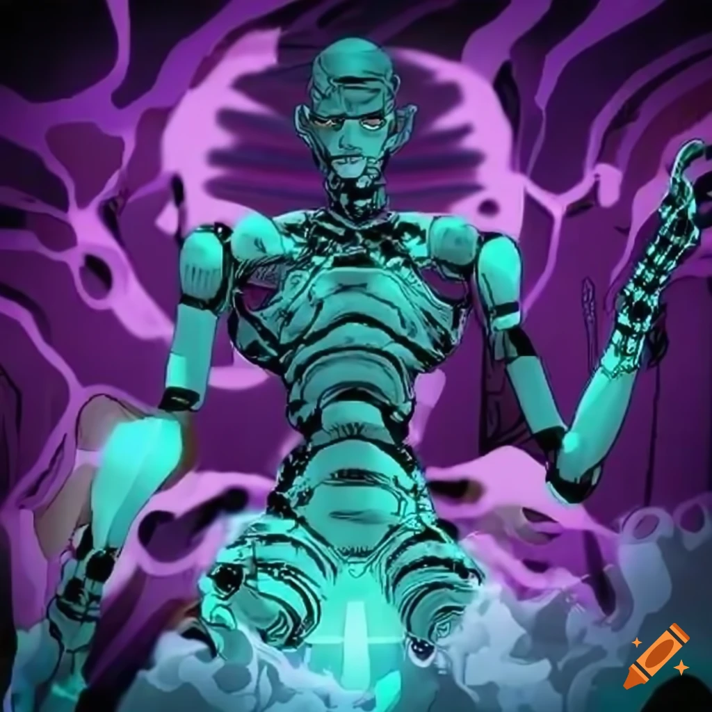 Artistic Depiction Of An R b themed Humanoid Stand From Jojo s Bizarre