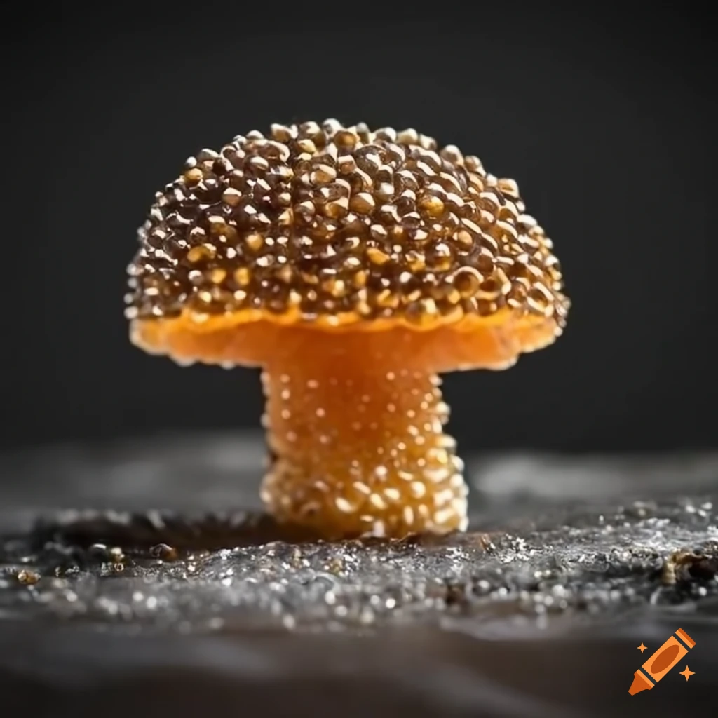 gourmet mushroom made of caviar on seaweed