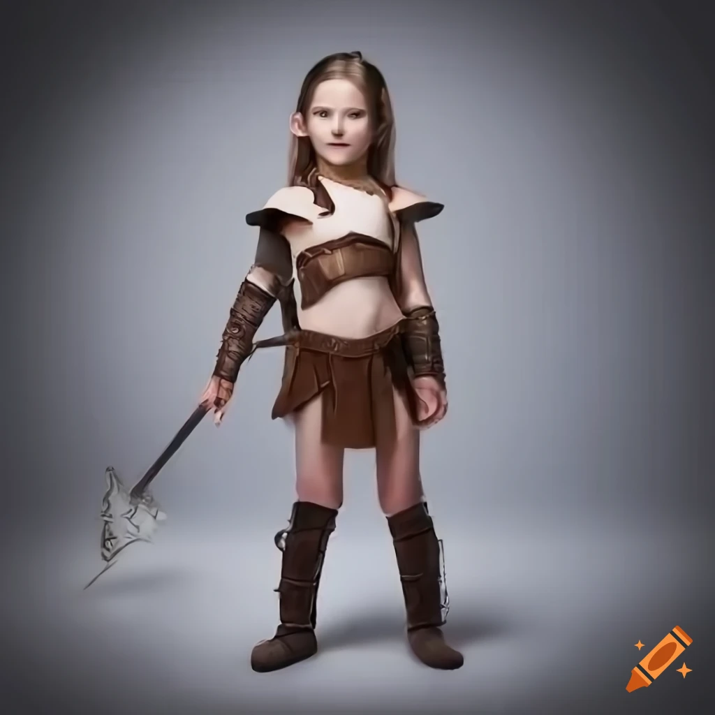 artwork of a young elf girl in fantasy gladiator attire