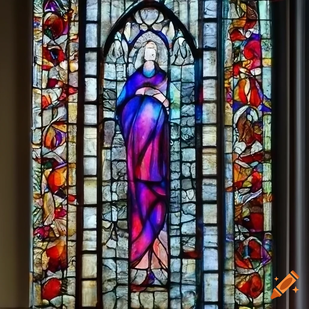 Gothic stained glass window painting on Craiyon
