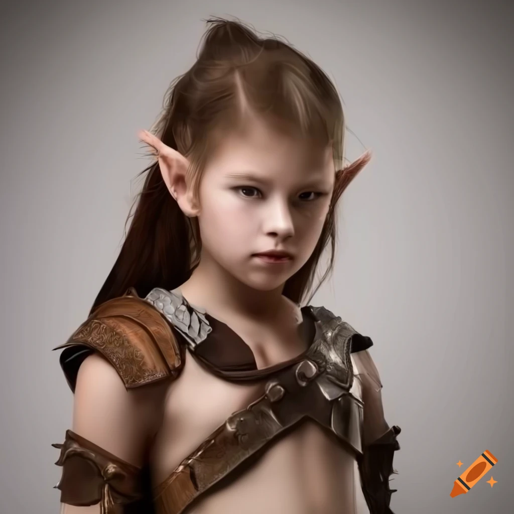 side view of a young elf gladiator in open armor