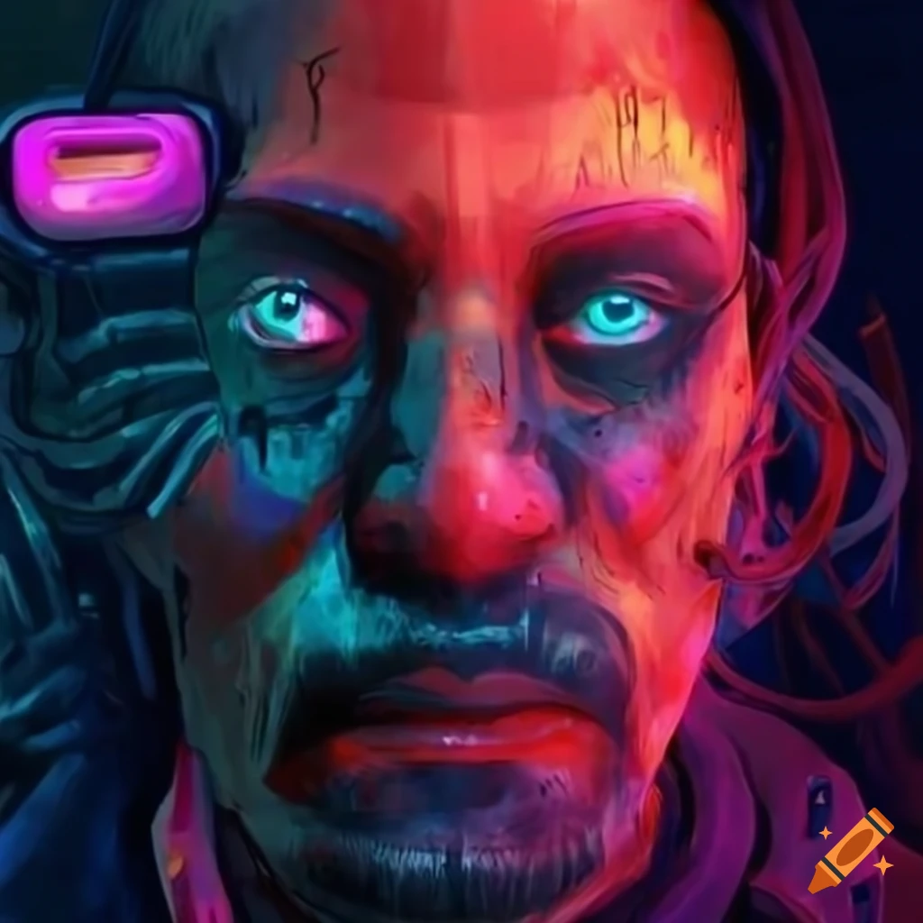 cyberpunk depiction of Van Gogh