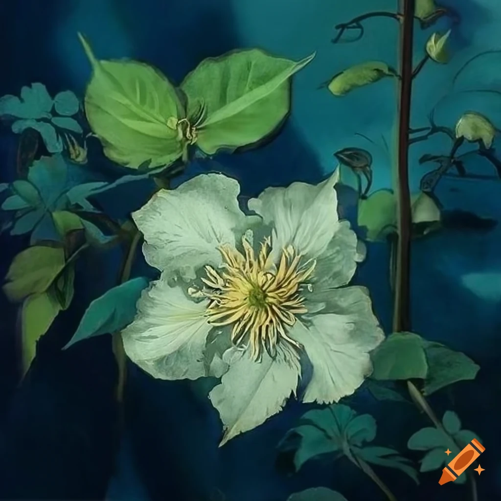 Intricate drawing of a sixpetal clematis on Craiyon