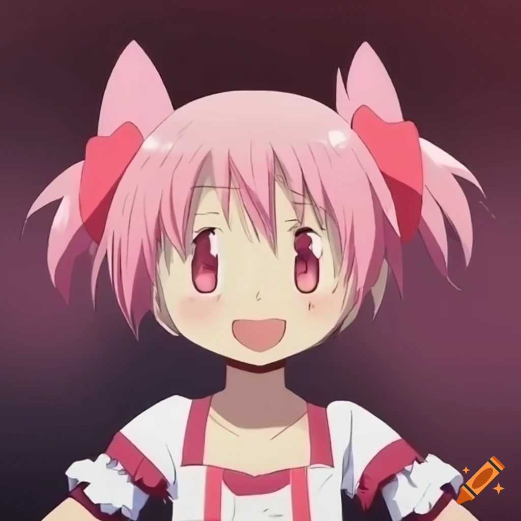 blushing Madoka Kaname in attack position