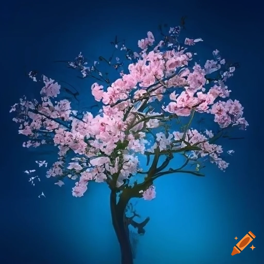 detailed drawing of cherry blossom on white background