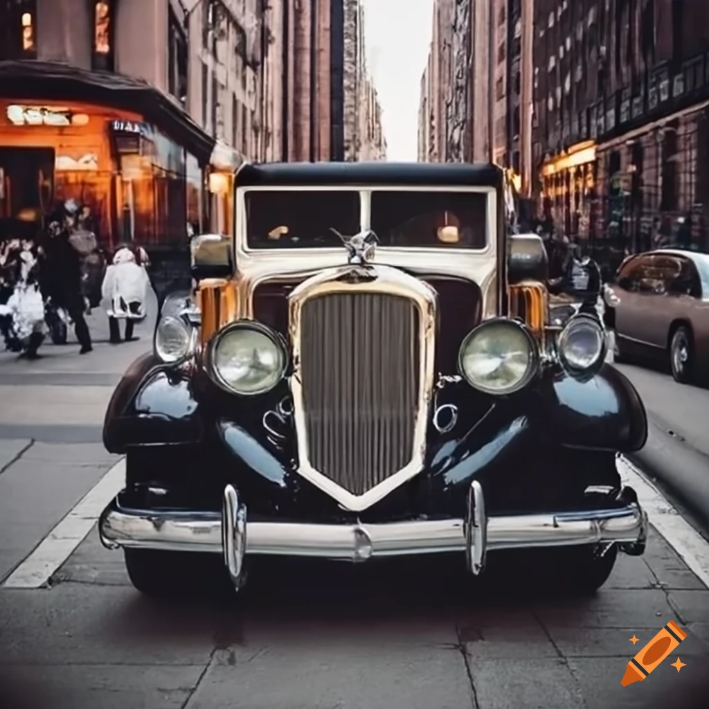 unique future-realism car parked on a busy street