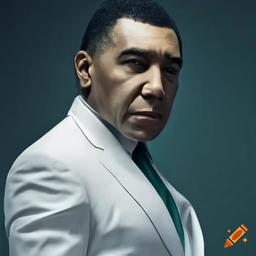 Andrew Holness in a white suit