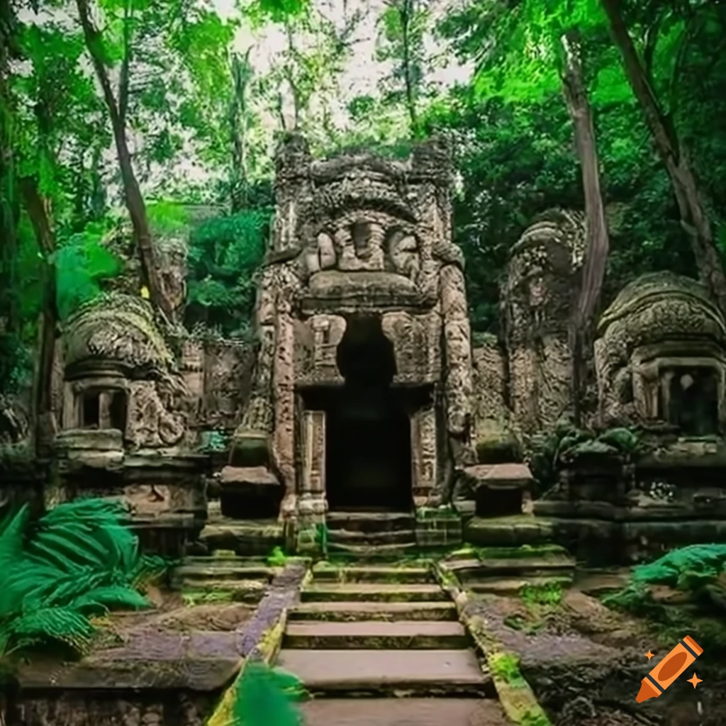 ancient stone office building in the jungle