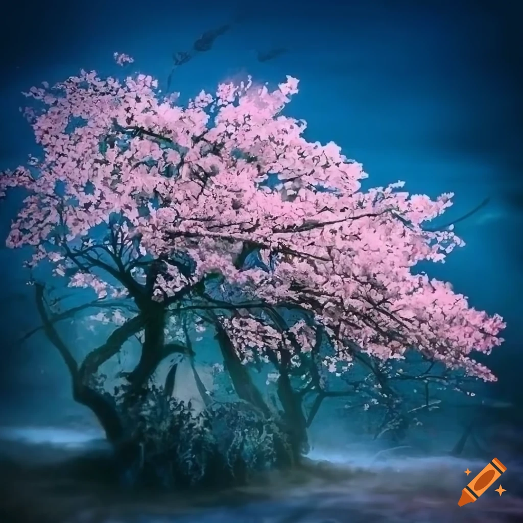 drawing of cherry blossom with intricate details
