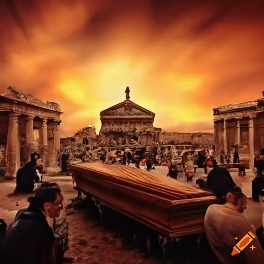 Ancient roman funeral ceremony gathering on Craiyon
