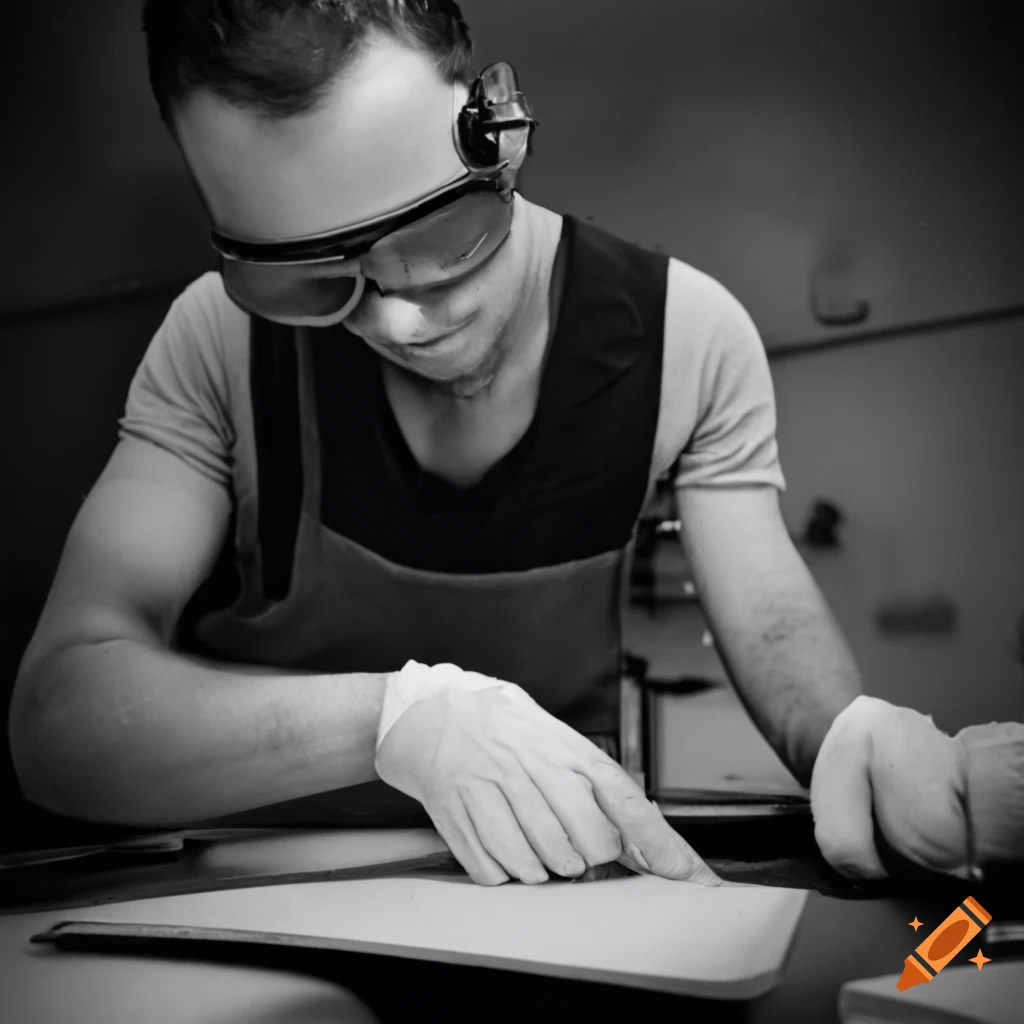 close-up of a metalworker studying a plan