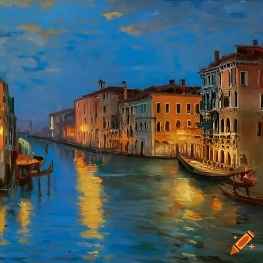 Impressionist painting of a charming scene in venice on Craiyon