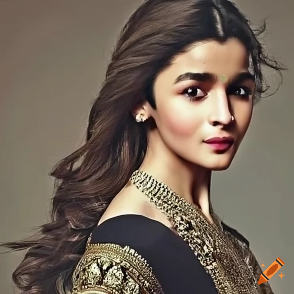 Alia Bhatt In A Black Dress In A Hilly Area On Craiyon