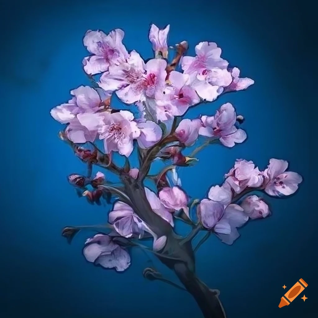 detailed drawing of cherry blossom on a white background