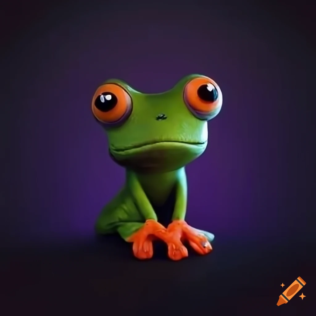 Adorable scared frog in the dark