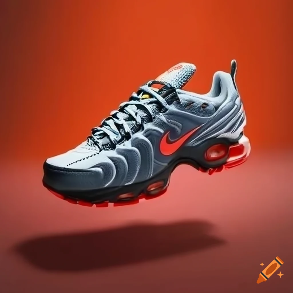 Red and orange nike air max plus shoes on Craiyon
