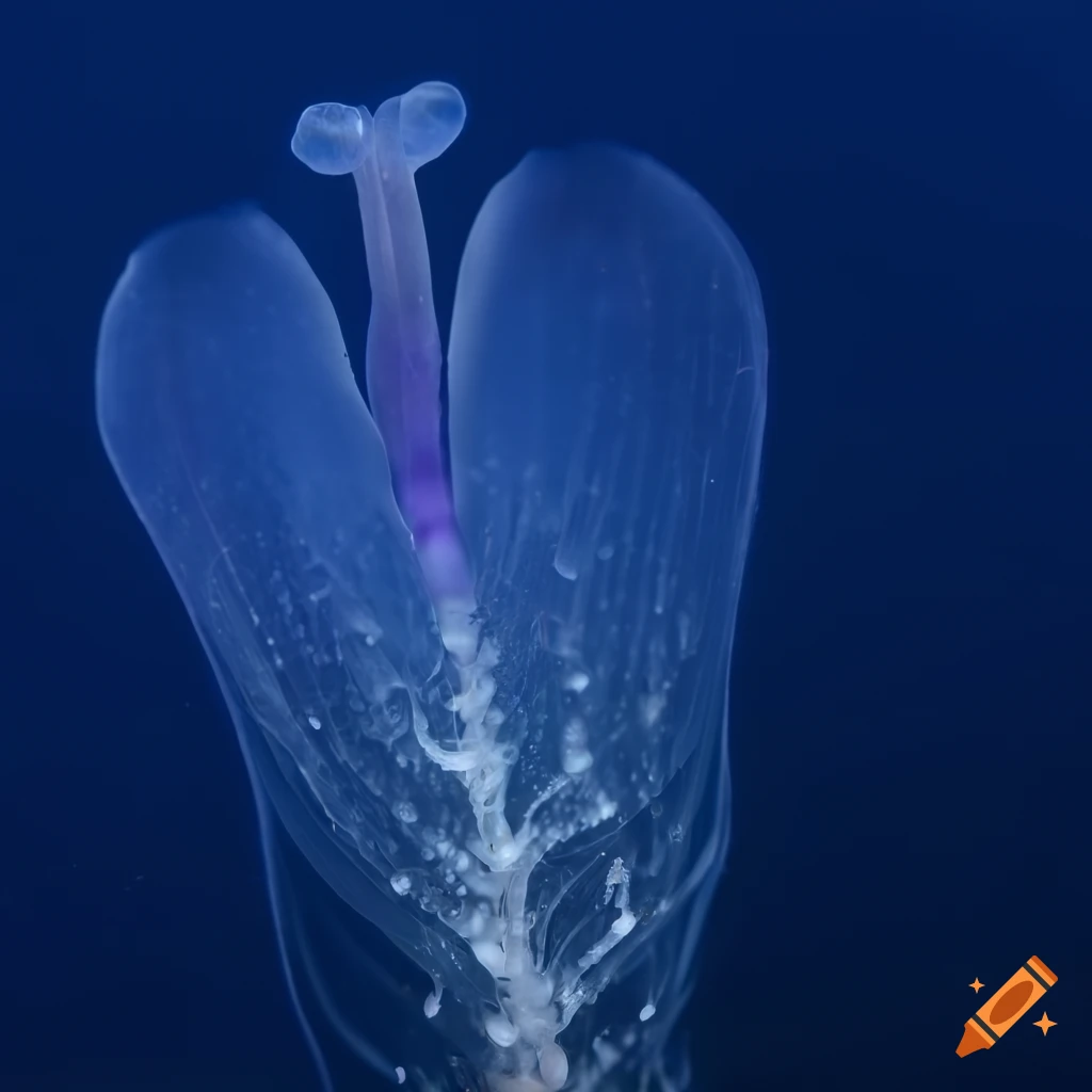 translucent spiky orchid sea creature under the sea