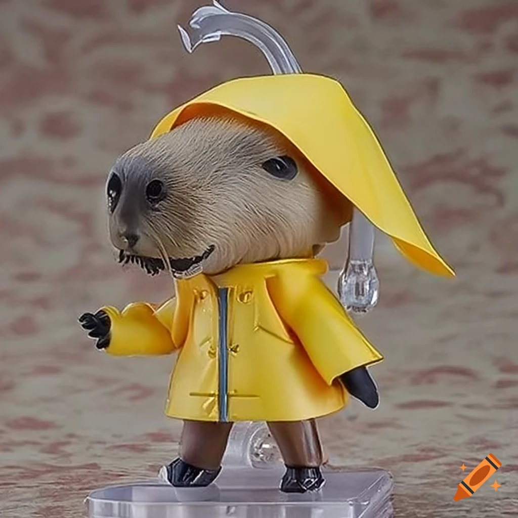 capybara wearing a yellow raincoat nendoroid figure