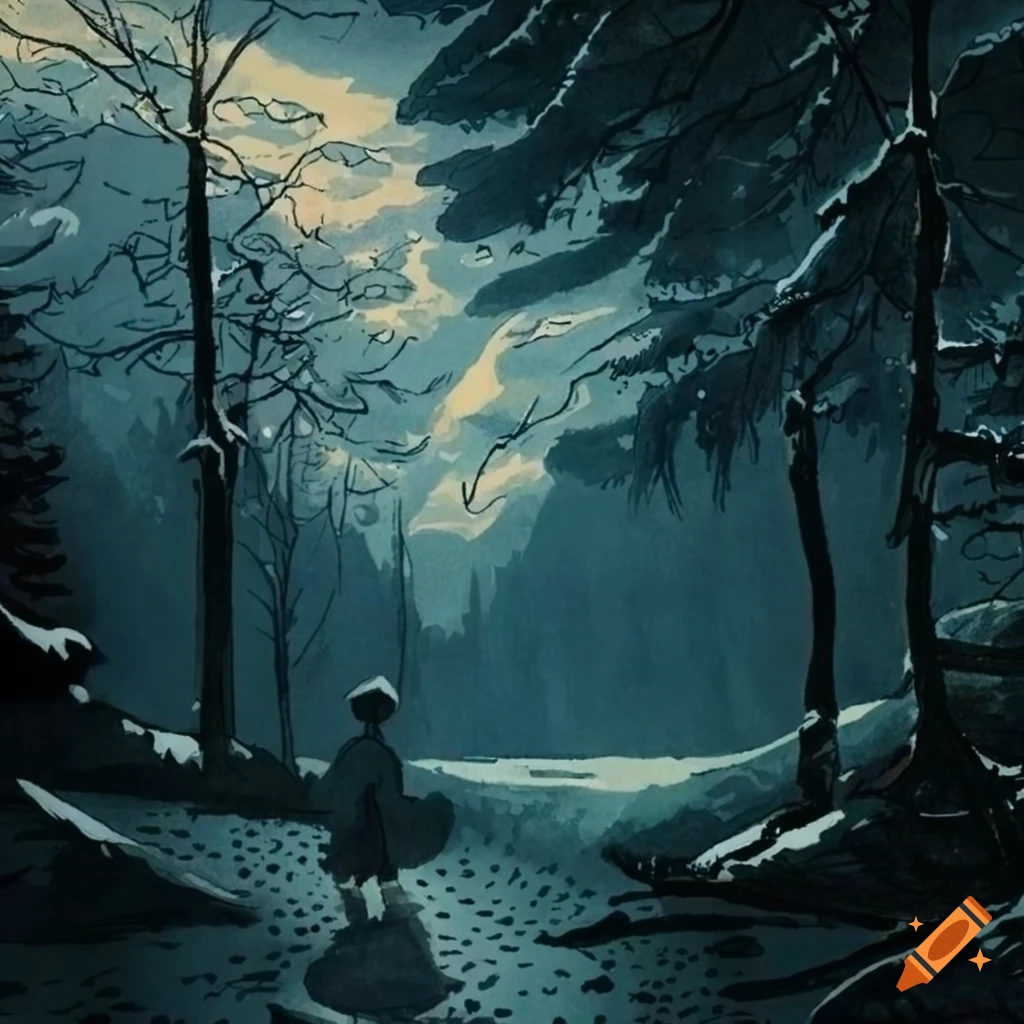 Norway Mountain Forest from Noir graphic novel