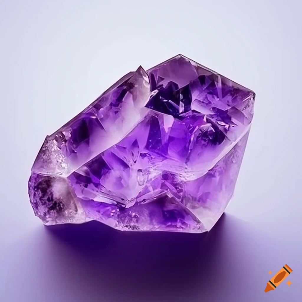 Close-up of a realistic amethyst on white background on Craiyon