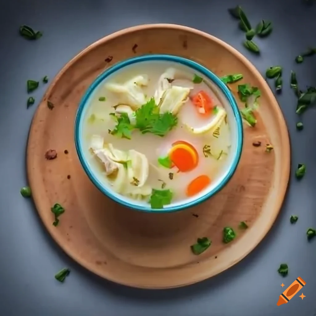 Delicious homemade chicken soup with steam