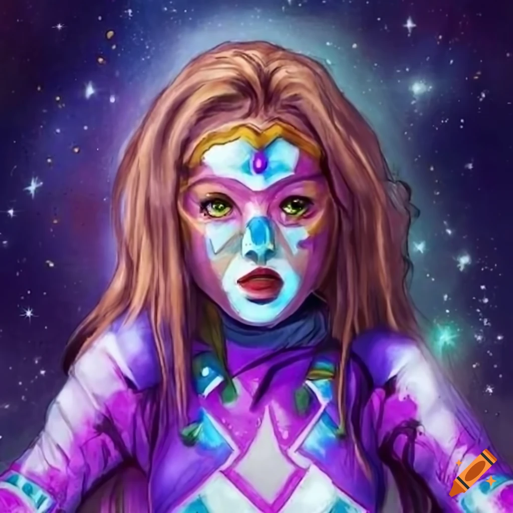 Realistic depiction of a female cosmic superhero
