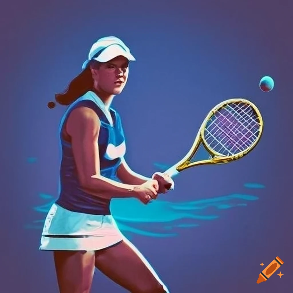 neon vintage poster of a woman tennis player