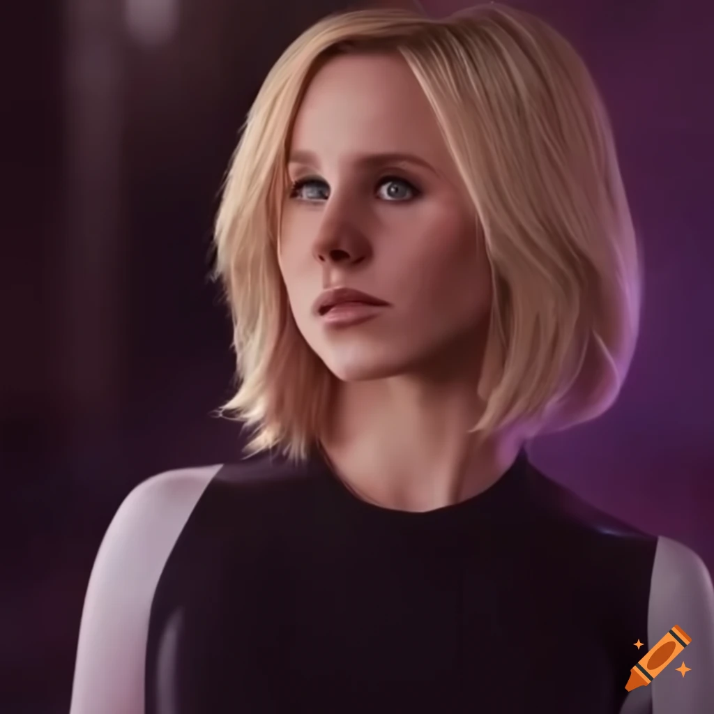 photorealistic depiction of Kristen Bell as Spider Gwen