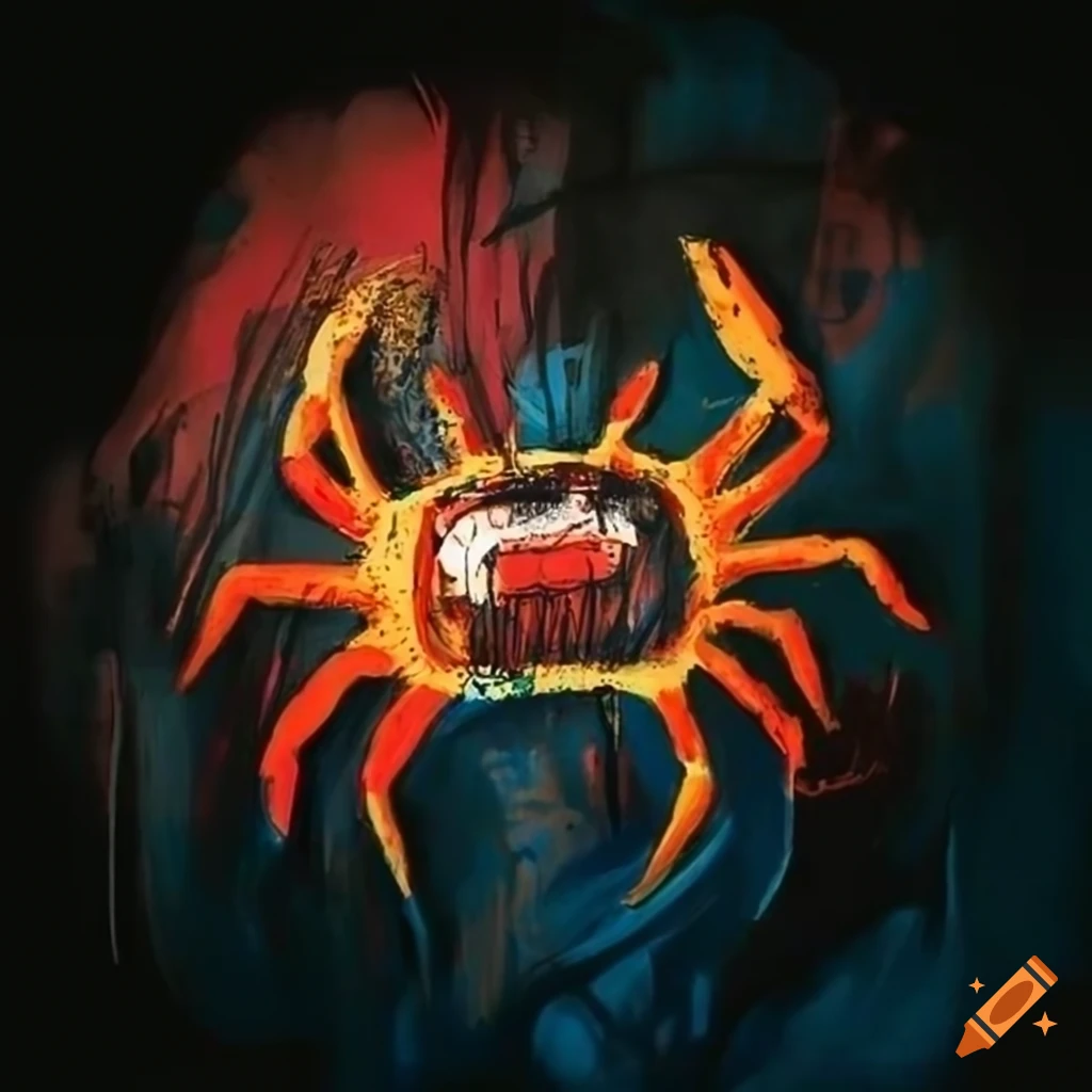 crab artwork in the style of Jean-Michel Basquiat
