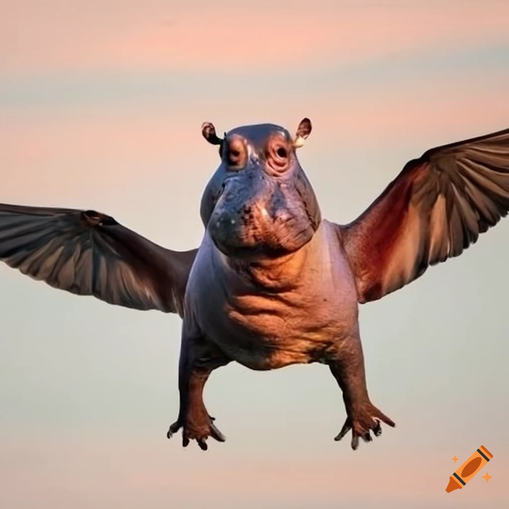 illustration of a flying hippo