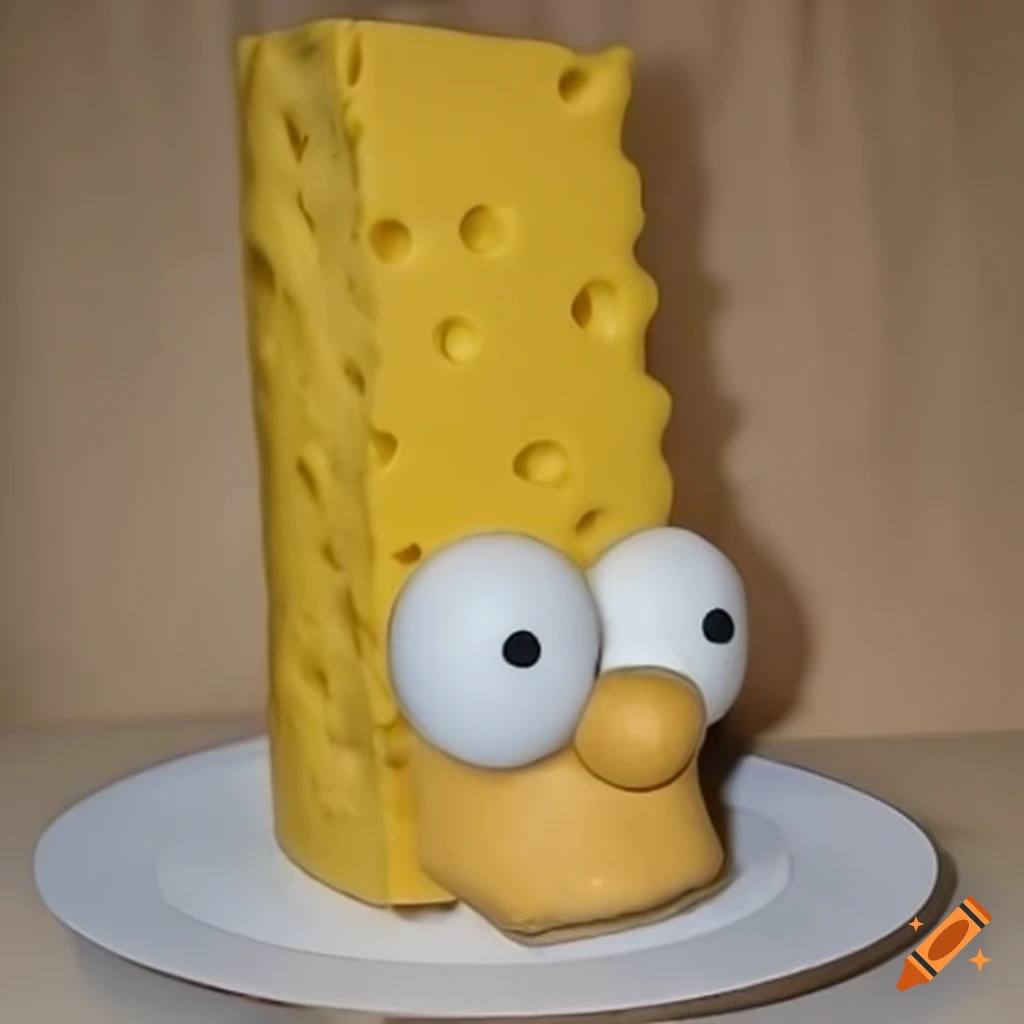 Sculpture of bart simpson made of cheese