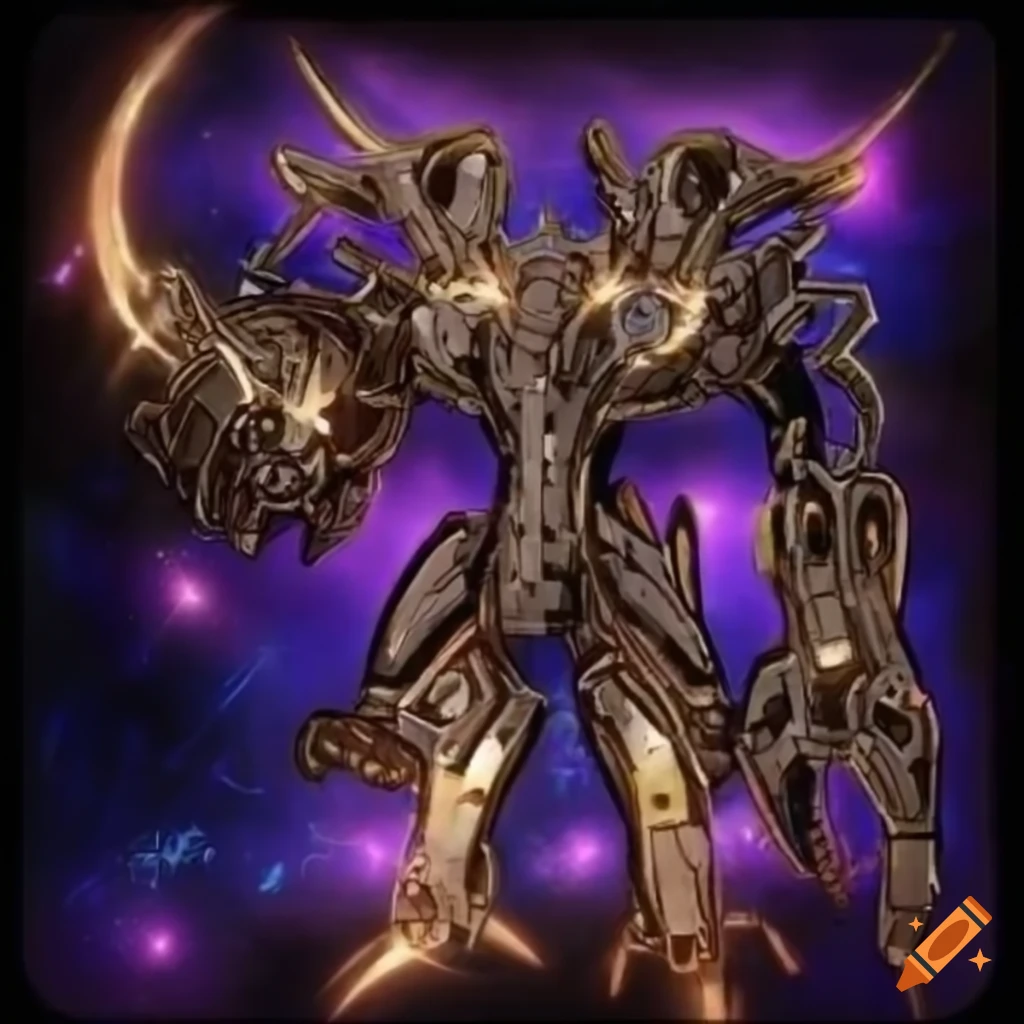 Futuristic mechanical divine entity in yu-gi-oh style artwork on Craiyon