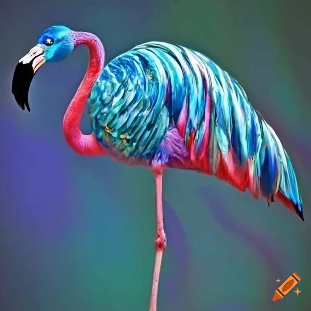 Sapphire blue flamingo with vibrant colors