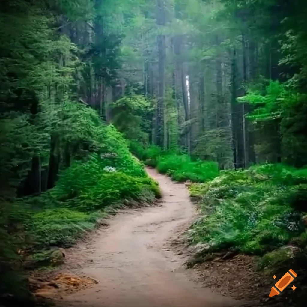 chemin de VTT à travers une forêt luxuriante