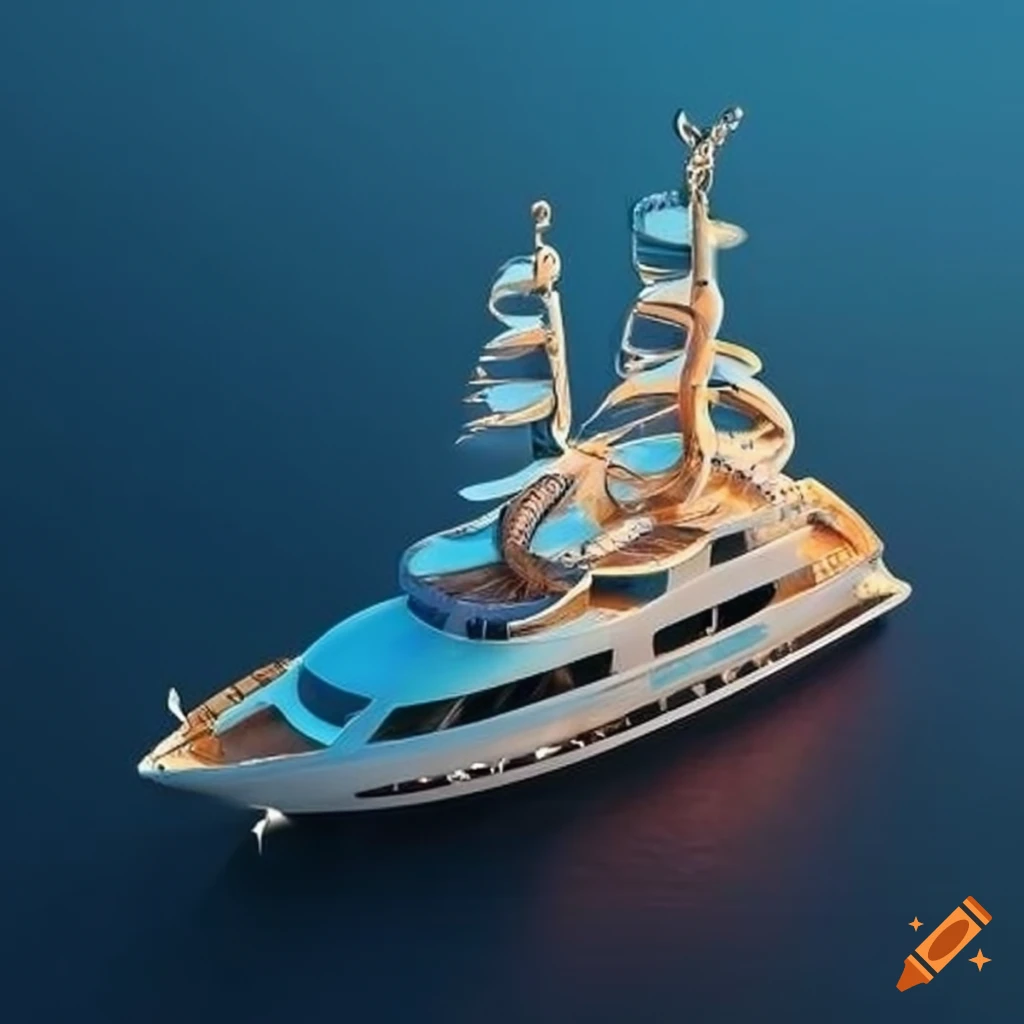 luxury yacht with butterfly motifs