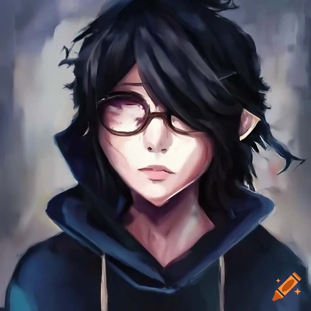 Image of a stylish anime boy with sunglasses in a stormy background