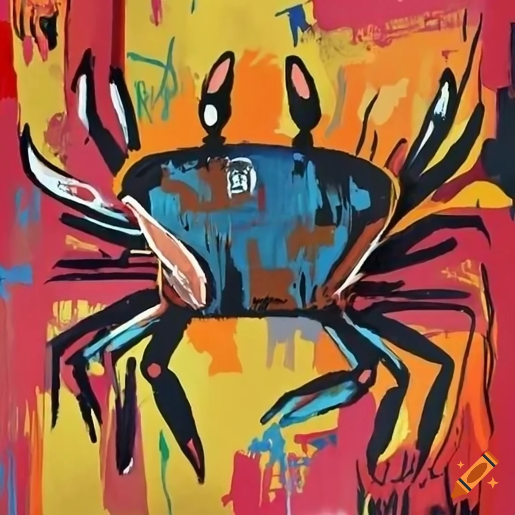 crab artwork in the style of Jean-Michel Basquiat