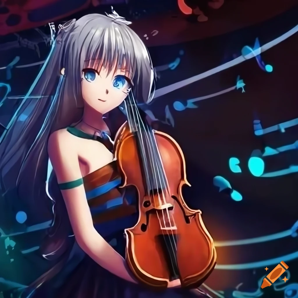 Anime Girl Playing the Flute By Teresita Blanco