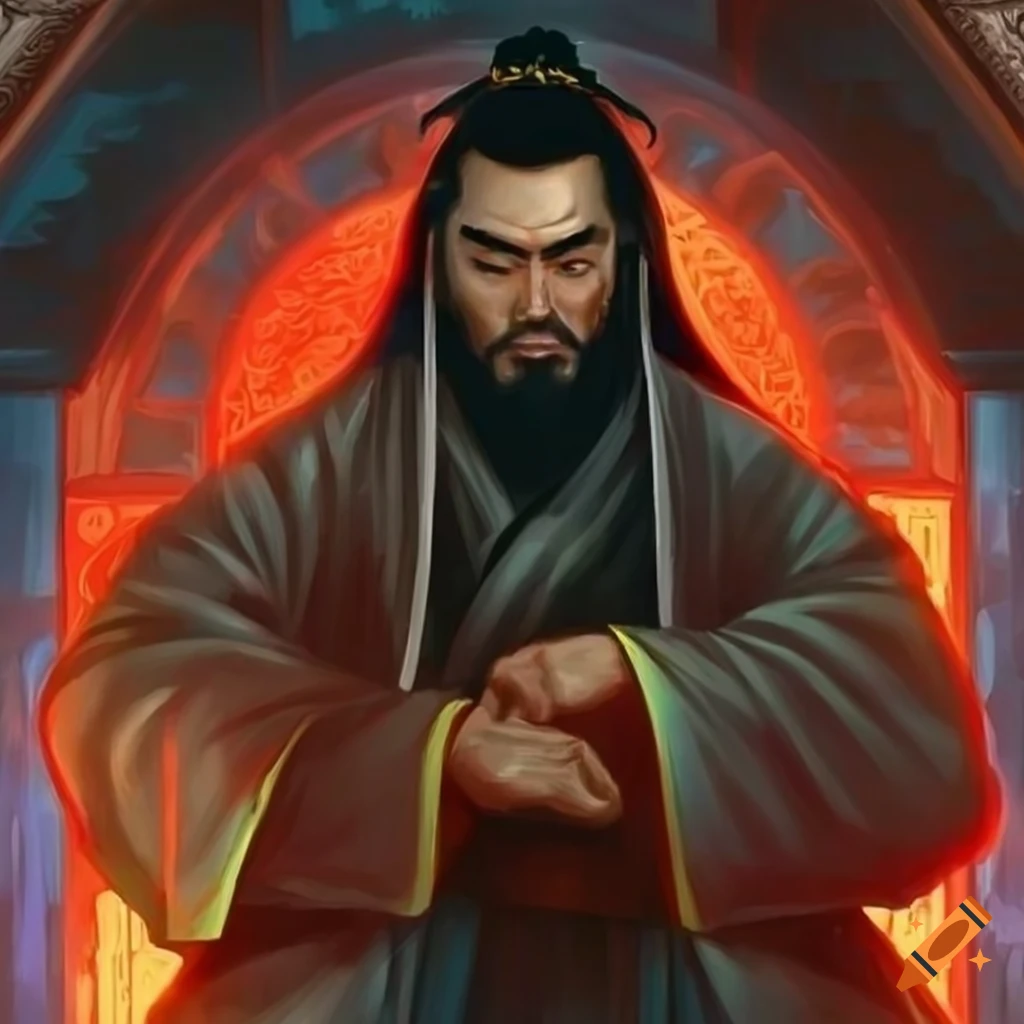 Character illustration of an evil asian male in ancient chinese