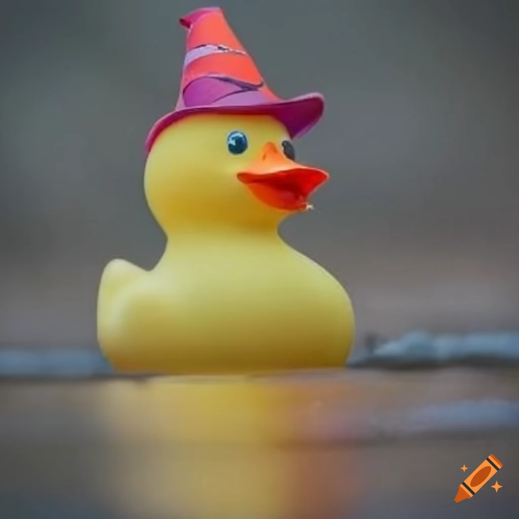 yellow rubber duck with a witchy hat